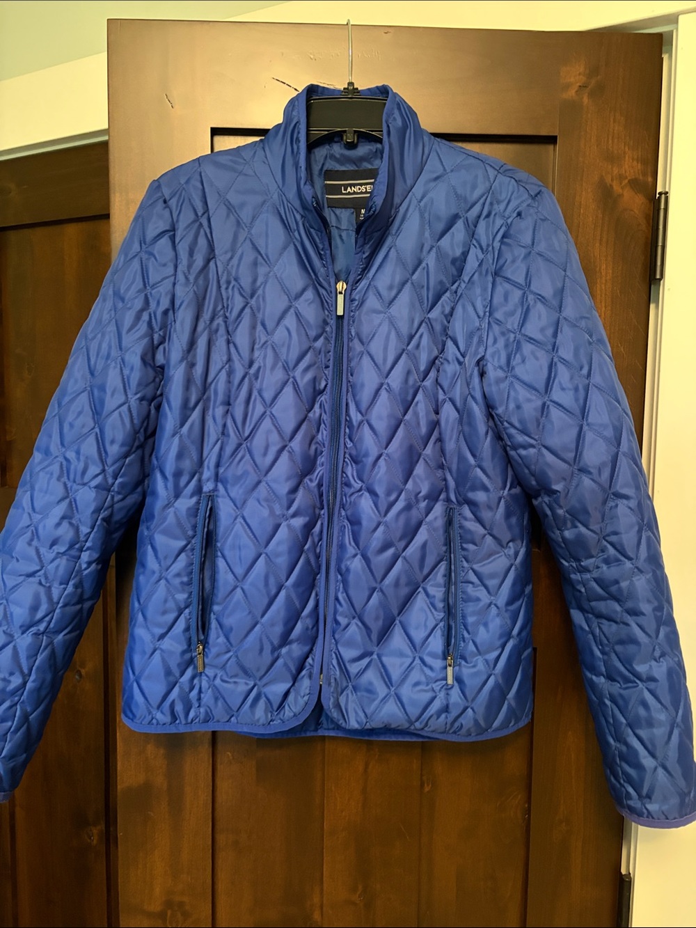 Lands' End Quilted Diamond Puffer Jacket in Cobalt